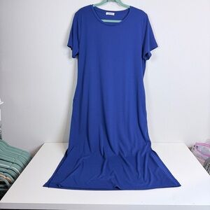 Naggoo Royal Blue T-Shirt Maxi Dress with Pockets XL